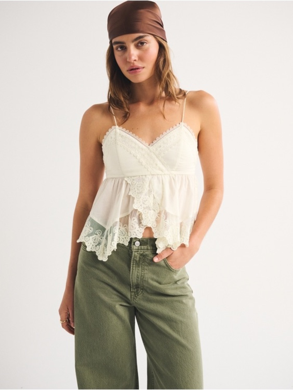 NWT Abercrombie & Fitch Babydoll Lace-Trim Cami